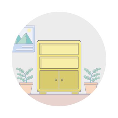 Çekmece dolap düz simge vektör 