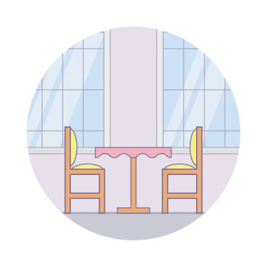 Yemek masasının düz simgesi 