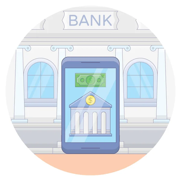 Düz Tasarımda Çevrimiçi Bankacılık Simgesi — Stok Vektör