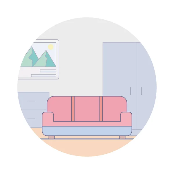 Kamer Couch Plat Pictogram Ontwerp — Stockvector