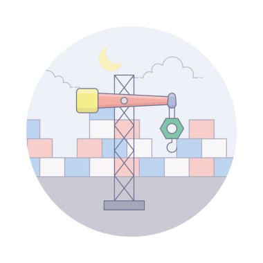 Düz tasarımda vinç makinesi simgesi 