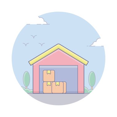 Düz vektör tasarımında ambar simgesi.