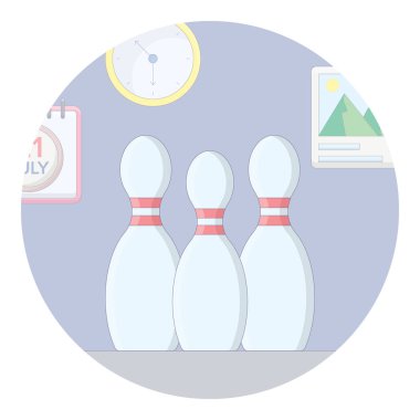 Düz tasarım bowling oyunu vektör