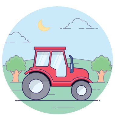 Düz tarım traktör vektör tasarımı 