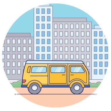 Düz tasarım minivan taşıma vektörü