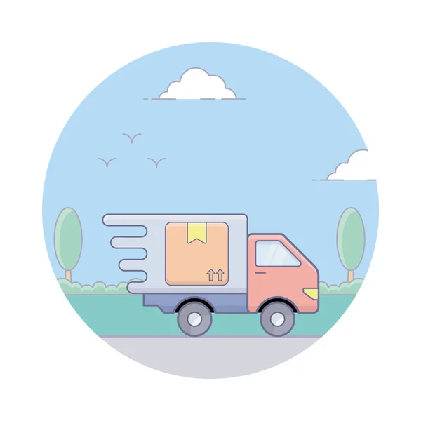 Quick Delivery Icon Flat Rounded Design — Stock Vector