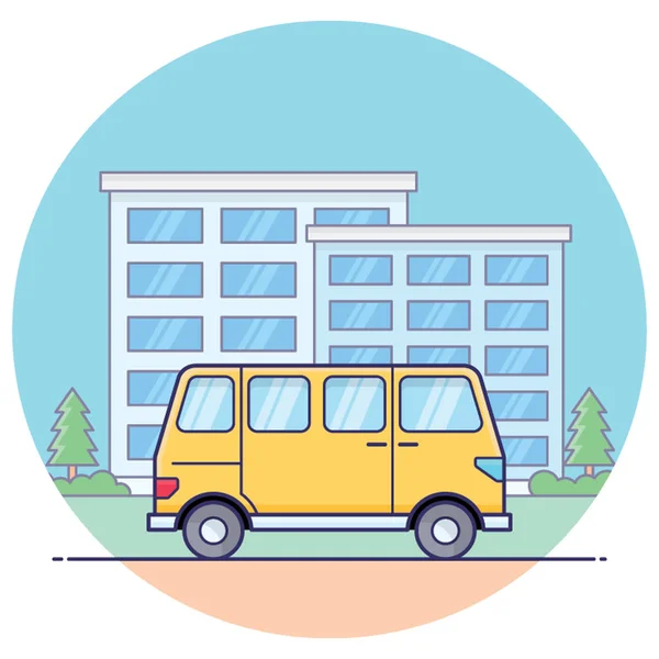 Plat Ontwerp Minivan Transport Vector — Stockvector