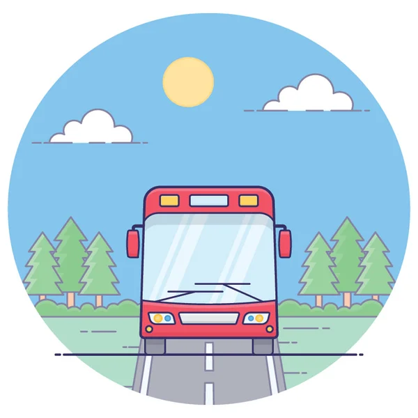 Transporte Local Autobús Diseño Plano — Vector de stock