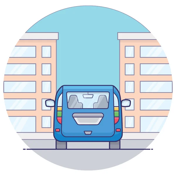 Plat Ontwerp Minivan Lokaal Vervoer — Stockvector