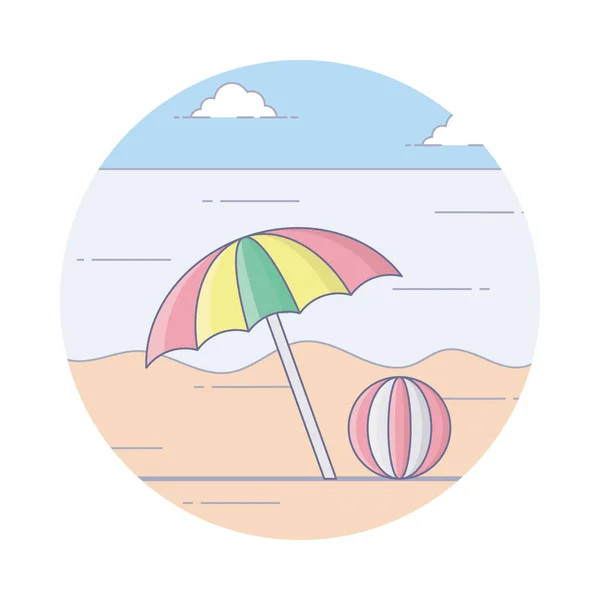 Icono Plano Pelota Playa Juego — Vector de stock