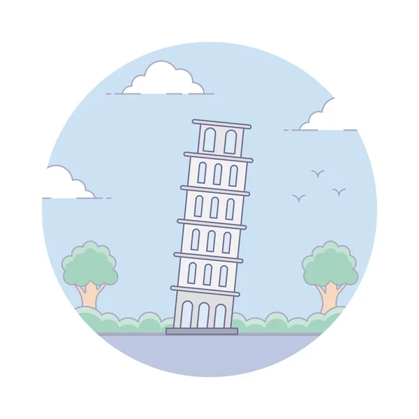 Pisa Torre Plana Icono Diseño — Vector de stock