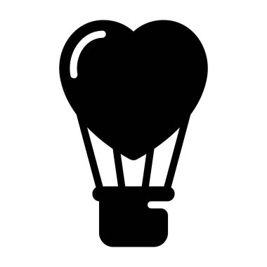 Aşk hava balonu Glyph simgesi 