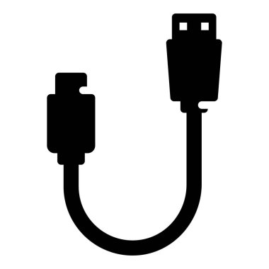 Katı tasarımda Usb jakı kablosu simgesi.