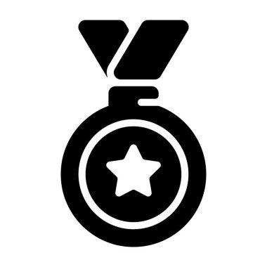 Yıldız madalya simgesinin Glyph vektör tasarımı.