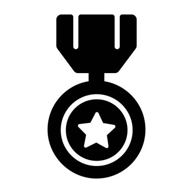 Yıldız madalya simgesinin Glyph vektör tasarımı.
