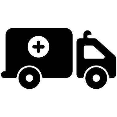 Tıbbi ulaşım ambulans katı vektör 