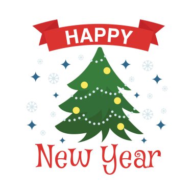 Vektör mutlu yeni yıl logo tasarımı