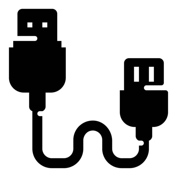 Icono Del Cable Del Conector Usb Diseño Sólido — Vector de stock