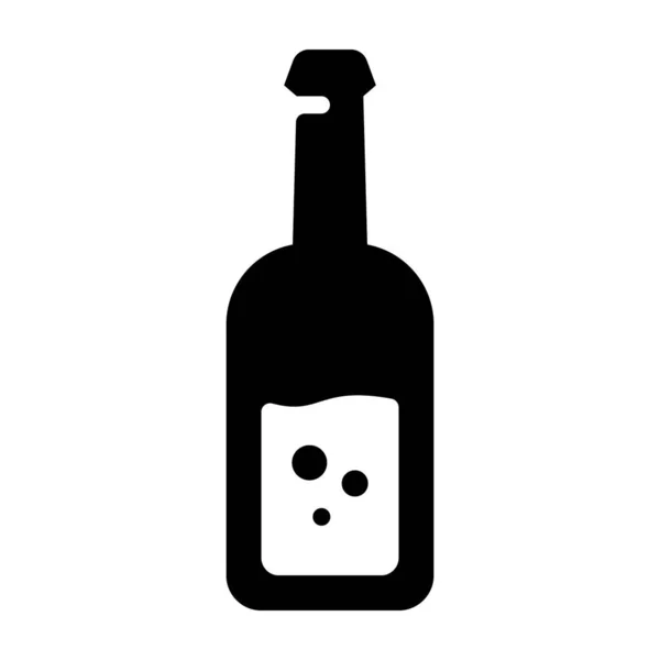 Wijn Fles Glyph Geïsoleerd Witte Achtergrond — Stockvector