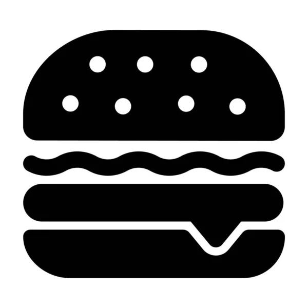 Icono Hamburguesa Diseño Sólido — Vector de stock