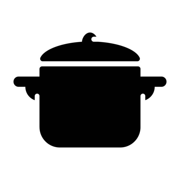 Icon of pressure cooker in glyph design.