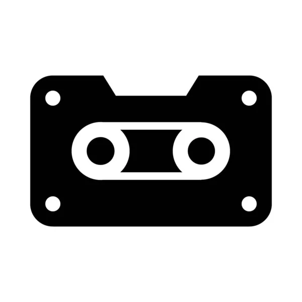 Audio Cassette Vector Glyph Design — Stock Vector