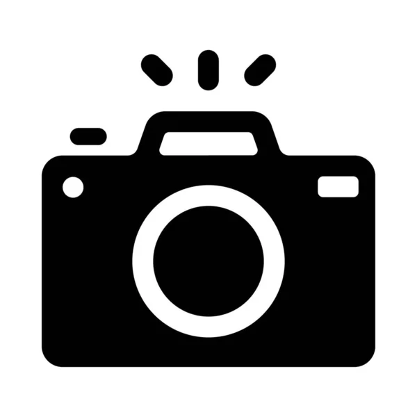 Φωτογραφικό Εικονίδιο Γεμάτη Σχεδίαση Φωτογραφικής Μηχανής — Διανυσματικό Αρχείο