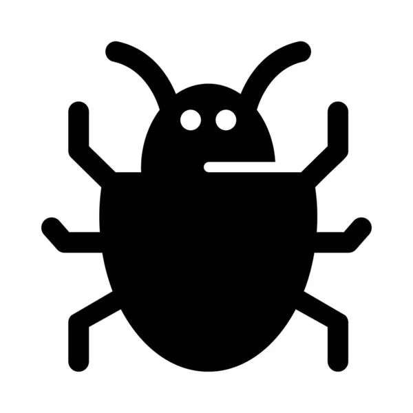 Bug Icône Insecte Design Glyphe — Image vectorielle
