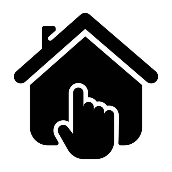 Filled Icon Home Hand Pointing — Stock Vector