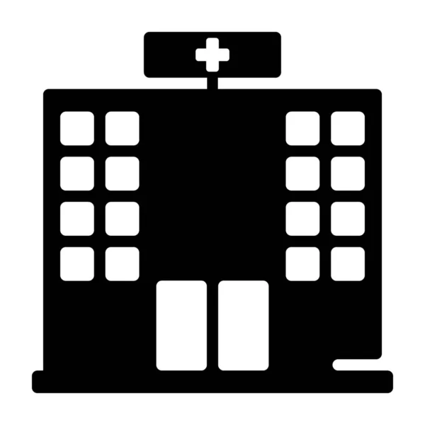 Sjukhus Byggnad Glyph Icon Design — Stock vektor