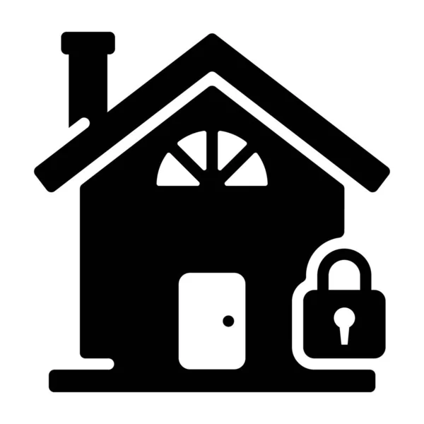 Icono Seguridad Para Hogar Diseño Del Glifo — Vector de stock