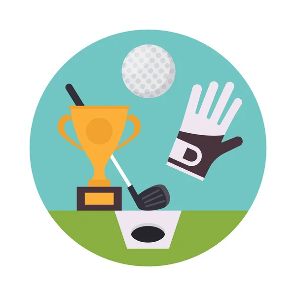 Vettore Attrezzature Golf Design Piatto — Vettoriale Stock
