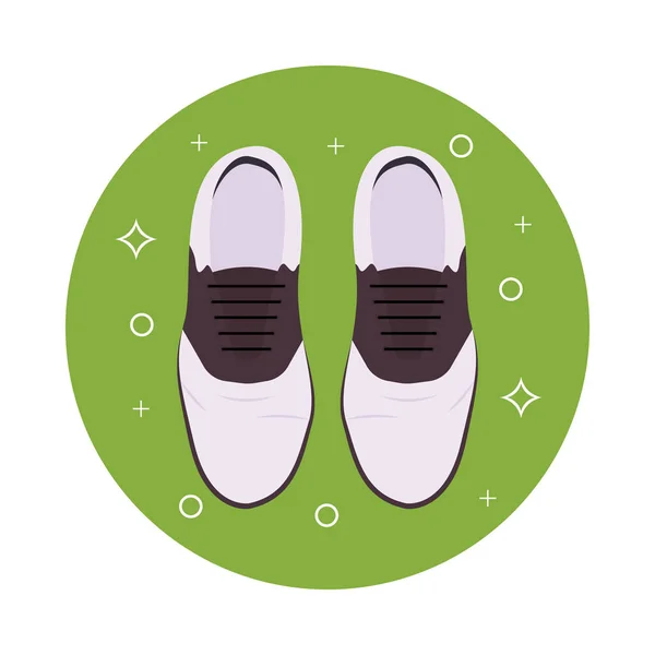 高尔夫球鞋对的扁平圆形图标 — 图库矢量图片