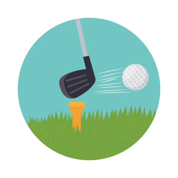 Golf Düz Yuvarlak Vektör Ateş Oynarken — Stok Vektör