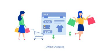 Online alışveriş web sitesi düz tasarım 
