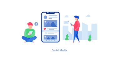 Düz illüstrasyon vektörsosyal medya 