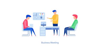 İş toplantı vektörünün düz çizimi  