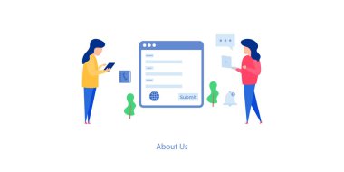 Düz illüstrasyonda hakkımızda vektör 