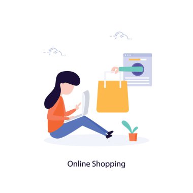 Düz illüstrasyon online alışveriş vektörü 