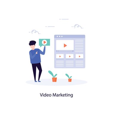 Düz illüstrasyon video pazarlama web sitesi vektör 