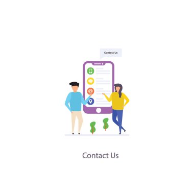 Bize ulaşın düz illüstrasyon vektör 