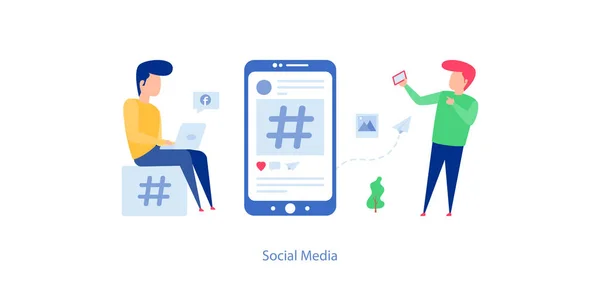 Social media in flat illustration vector
