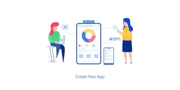 Crear Ilustración Vectores Planos Aplicación — Archivo Imágenes Vectoriales