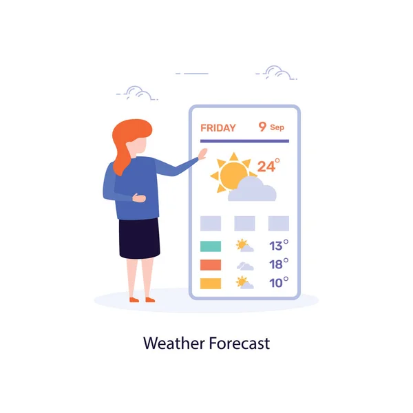 Wettervorhersage Illustration Flacher Ausführung — Stockvektor