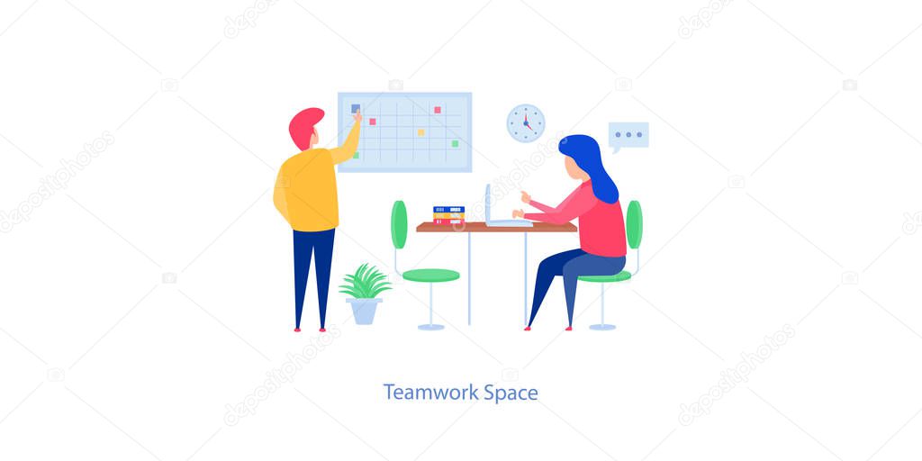 Flat illustration of teamwork space vector 