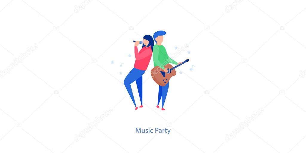 Flat vector illustration of music party 