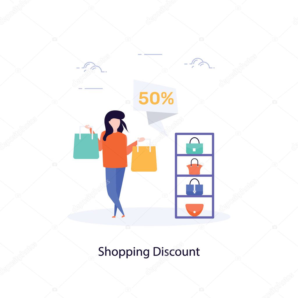 Shopping discount illustration in flat vector 