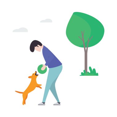 Köpek illüstrasyon tasarımı ile oynama vektörü.