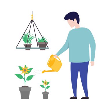 Bitki sulama vektör illüstrasyon tasarımı