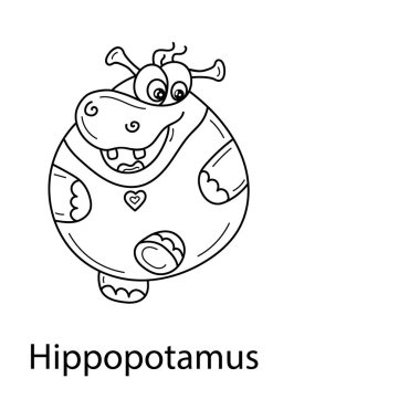 Su aygırı karikatür hayvan çizimi 